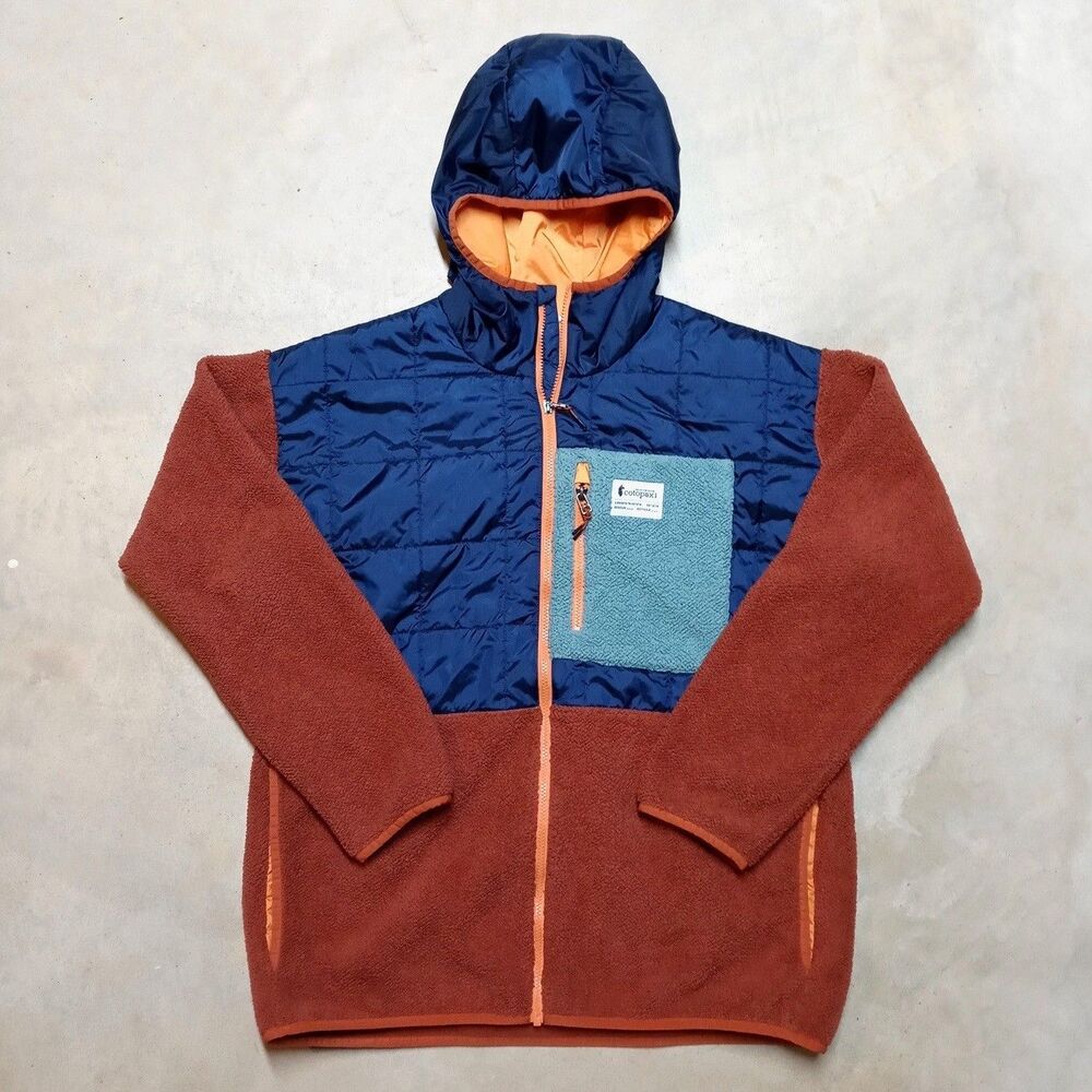 cotopaxi Men's Hooded Jacket in Navy, Rust & Teal